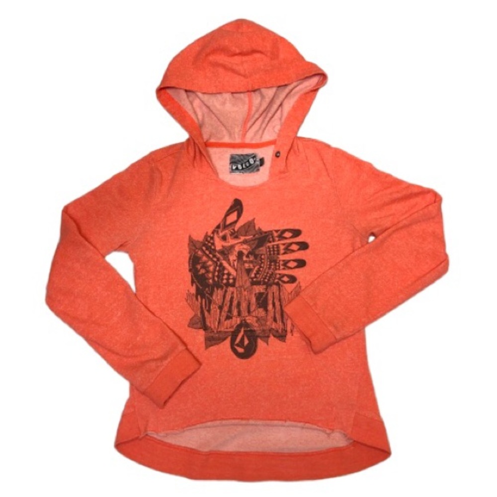 Volcom Orange Printed Hoodie High-Low